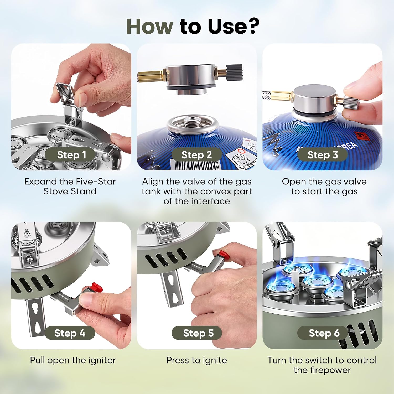 Portable Camping Stove 11000W – Windproof Backpacking Gas Stove with Piezo Ignition & EVA Case