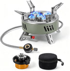 Portable Camping Stove 11000W – Windproof Backpacking Gas Stove with Piezo Ignition & EVA Case