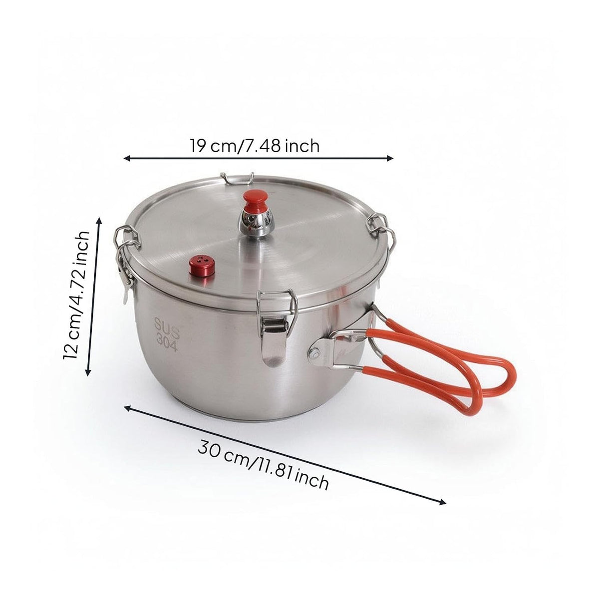 Portable Pressure Pot – 2500ml Stainless Steel Camping Cooker with Foldable Handles