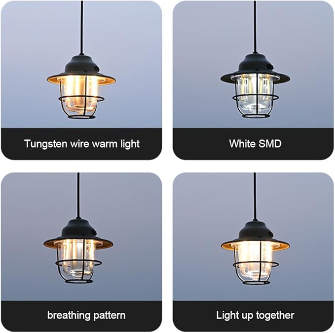 Retro Hanging LED Camping Lantern | Type-C Charging | 80H Battery | 4 Lighting Modes | THE ADVENTURE HUT
