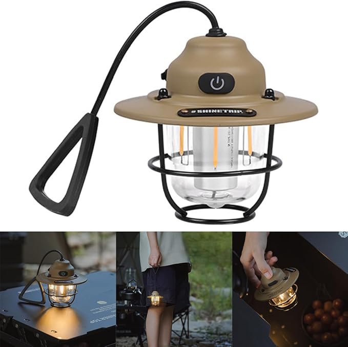 Retro Hanging LED Camping Lantern | Type-C Charging | 80H Battery | 4 Lighting Modes | THE ADVENTURE HUT