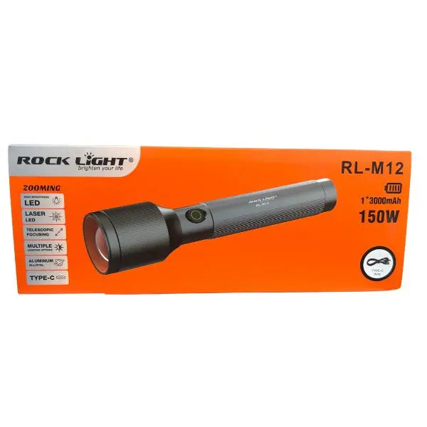 LED Torch Aluminium Body Torch Light (RL-M12 )(Type-C Rechargeable)