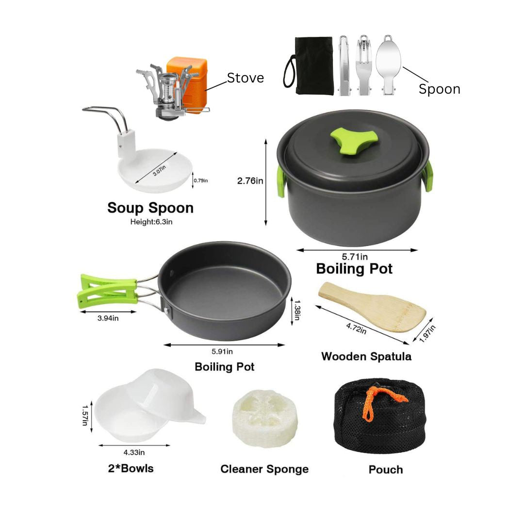 Camping for Outdoor Kit,Cooking Equipment| Lightweight, Compact, Durable(for 1-2 Person) (DS-308)