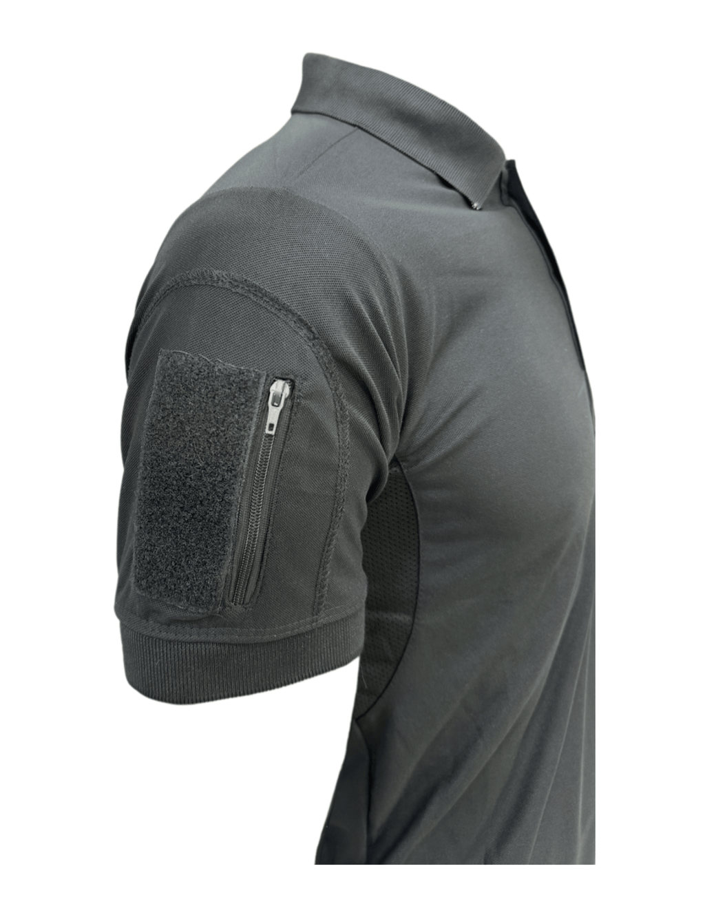 Adventure Hut Tactical Black Polo T-Shirt with Indian Flag Patch | Synthetic Performance Combat Wear