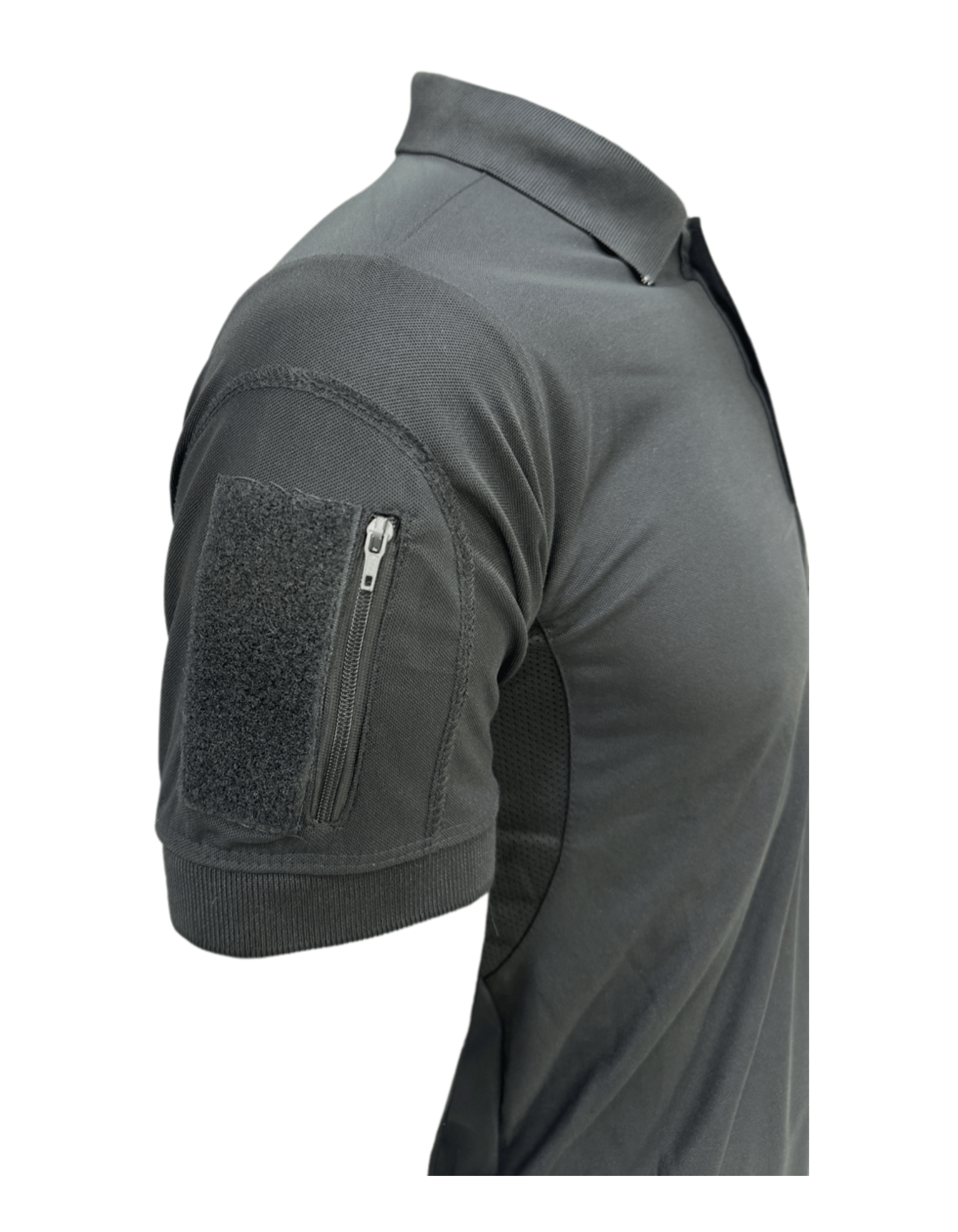 Adventure Hut Tactical Black Polo T-Shirt with Indian Flag Patch | Synthetic Performance Combat Wear