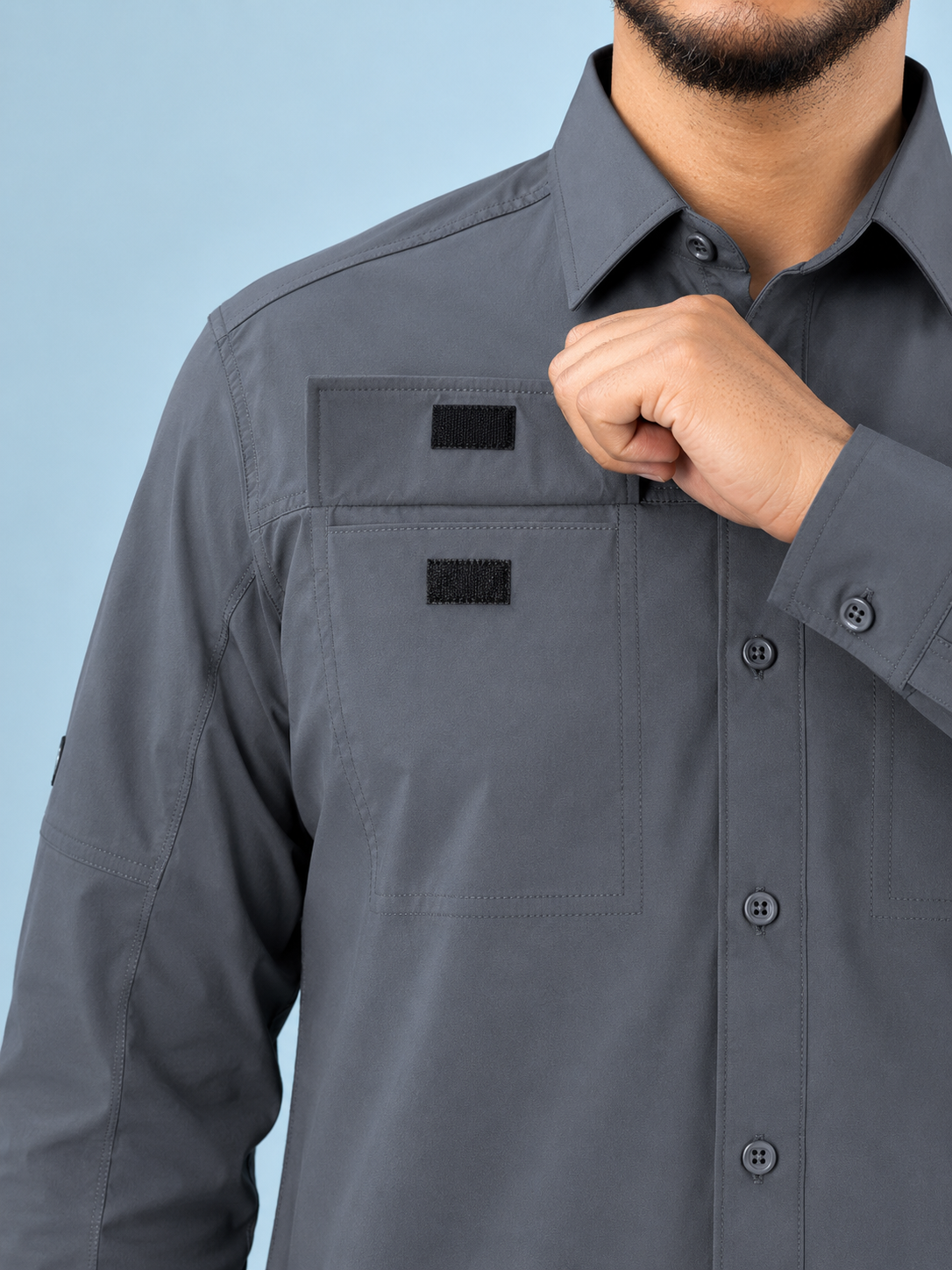 TAH VentureX Cargo Shirt | Nylon Hiking & Wildlife Shirt -Grey
