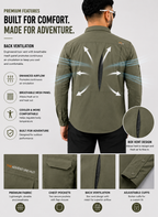 TAH VentureX Cargo Shirt | Nylon Hiking & Wildlife Shirt -Green