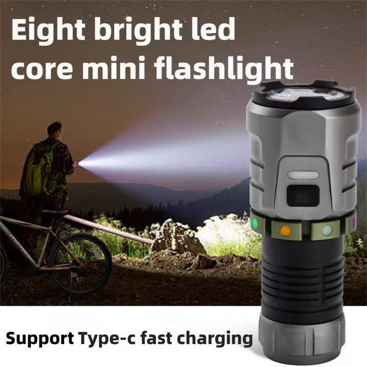 TAH YEMAO F86X Rechargeable Tactical Flashlight, 3300 Lumens, USB-C, Magnetic Base, 5000 mAh Battery, Black