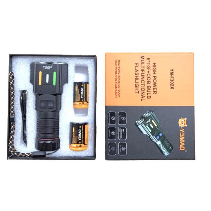 TAH YEMAO YM-F302X 3000-Lumen Tactical Flashlight & COB Work Light with Magnetic Base