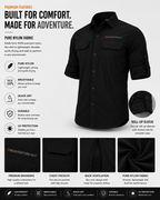TAH VentureX Cargo Shirt | Nylon Hiking & Wildlife Shirt - Black