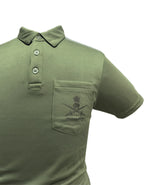 military style polo t shirt with chest pocket