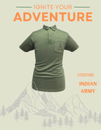 Army Inspired Olive Green Polo T-Shirt for Men | Tactical Outdoor & Training Wear
