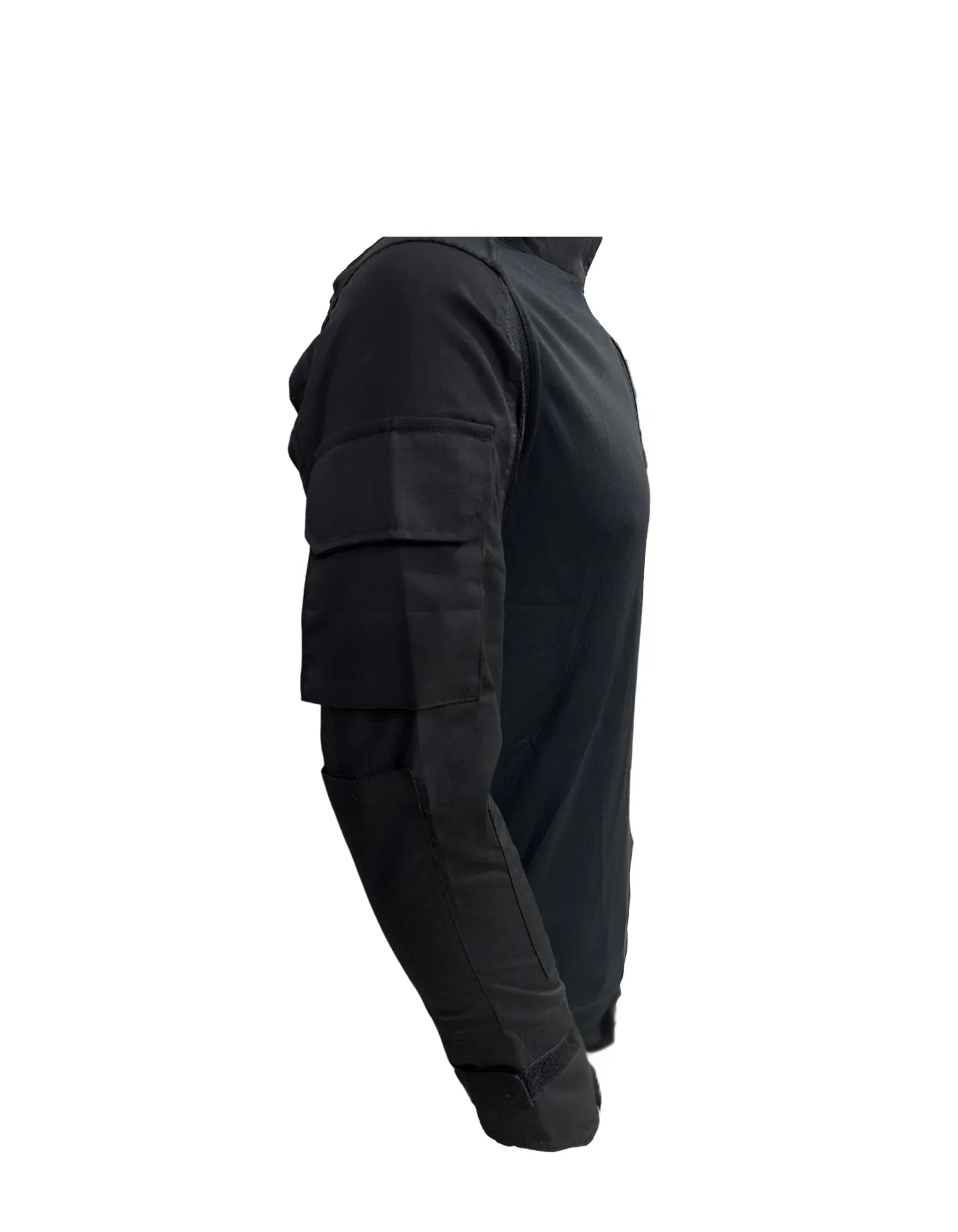 Adventure Hut 6 pocket Tactical Combat Shirt – Black (Military Half-Zip, Arm Pockets)