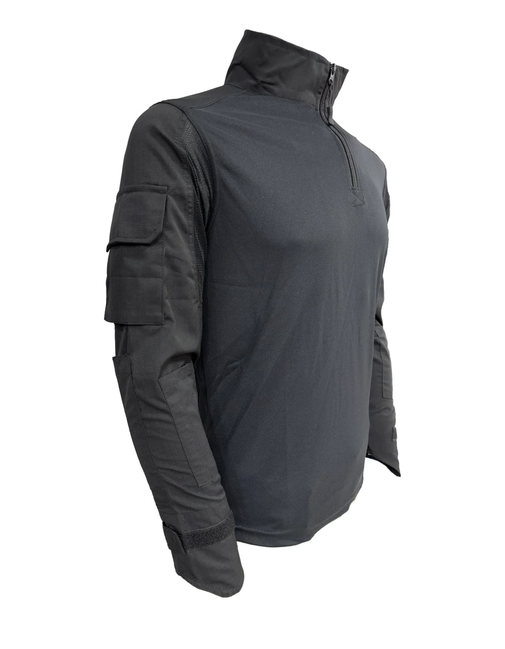 Adventure Hut 6 pocket Tactical Combat Shirt – Black (Military Half-Zip, Arm Pockets)