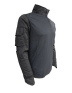 Adventure Hut 6 pocket Tactical Combat T-Shirt – Black (Military Half-Zip, Arm Pockets)