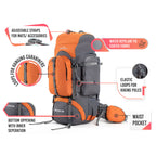 Tripole Walker 55L Internal Frame Hiking Rucksack with Rain Cover & Laptop Section - The Adventure Hut