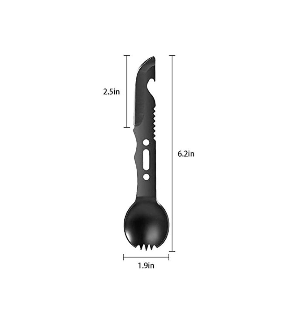 Multifunctional Camping Spork with Whistle Cover - Heavy Duty, Combination of Various Essential Tools - The Adventure Hut