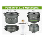 Portable Camping Cookware Set- Outdoor Cooking Pot with Carry Bag for Hiking, Backpacking & Survival (6 Person) - The Adventure Hut