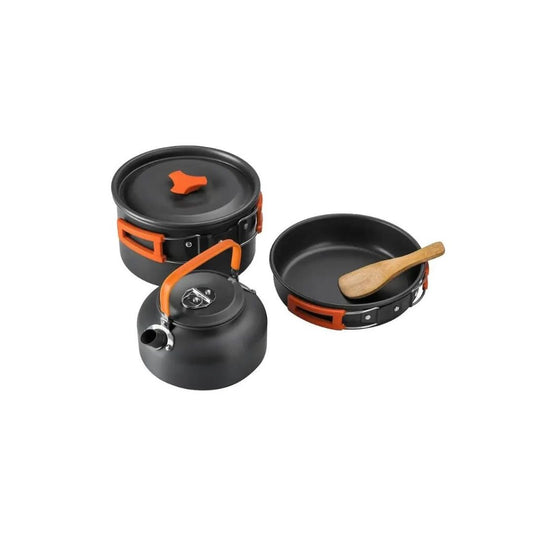 CAMPSOR-308 Camping Cookware – 2/3 Person Portable Outdoor Cooking Set with Kettle. - The Adventure Hut