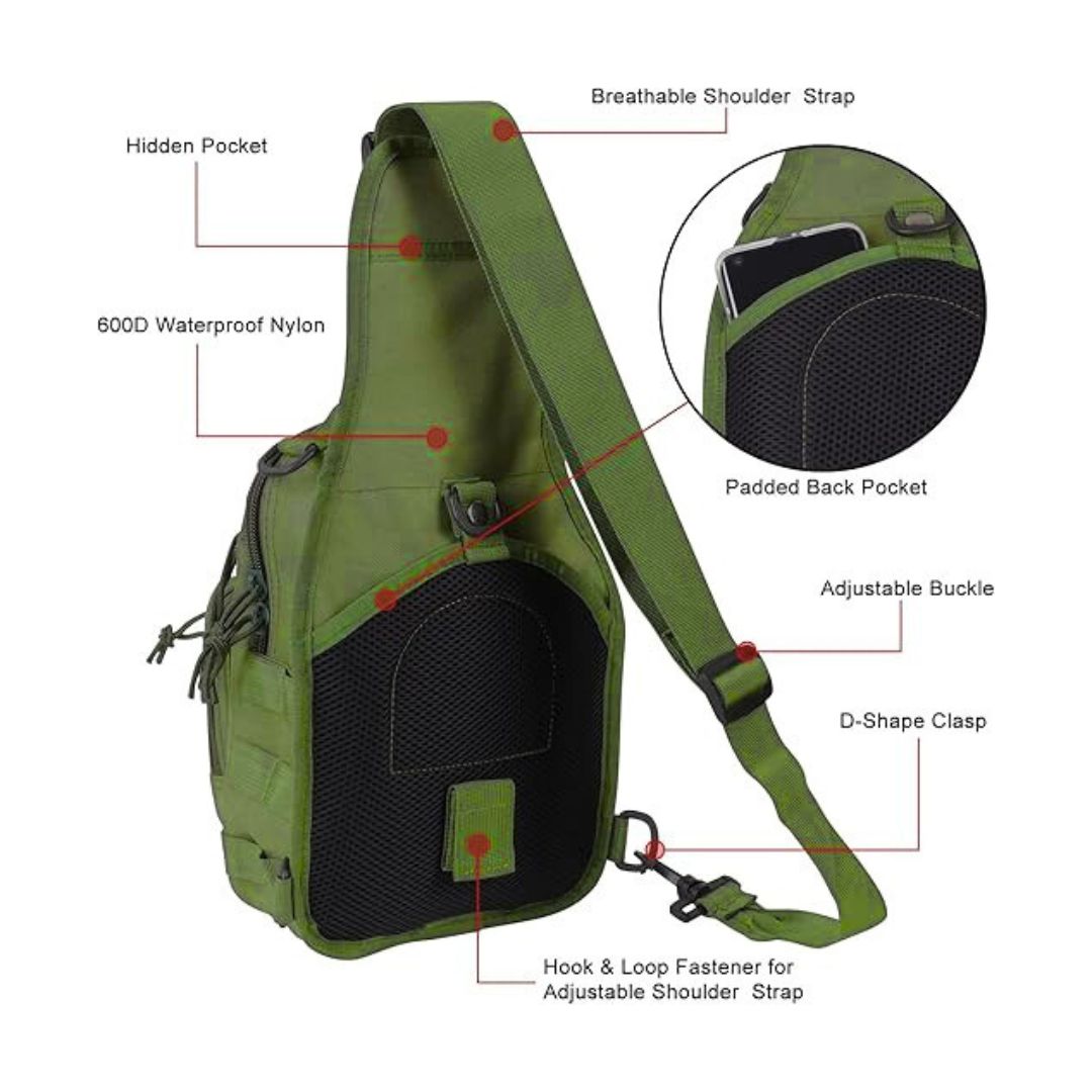 Tactical Chest Bag  – Military Crossbody Shoulder Pack with Multiple Pockets & Heavy-Duty Zippers
