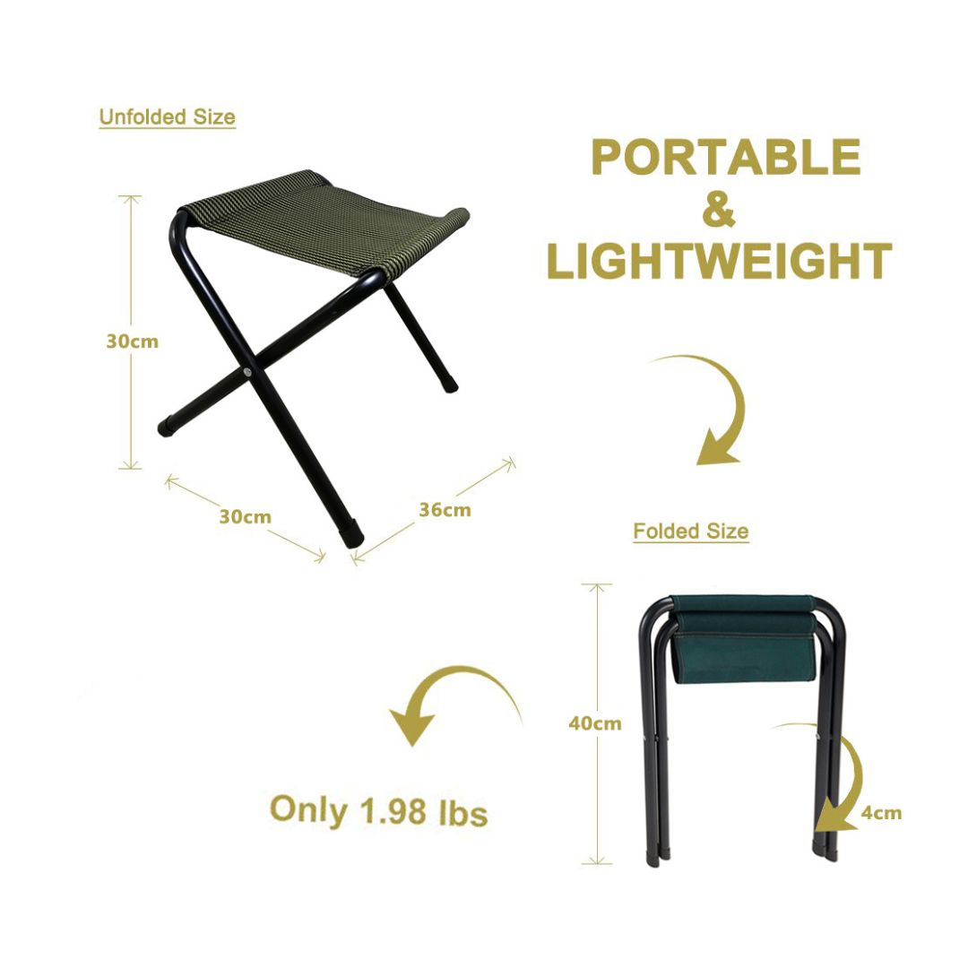 Portable Folding Camping Stool – Lightweight Outdoor Travel Chair with Strong Metal Frame & Durable Fabric Seat for Hiking, Fishing & Garden Use