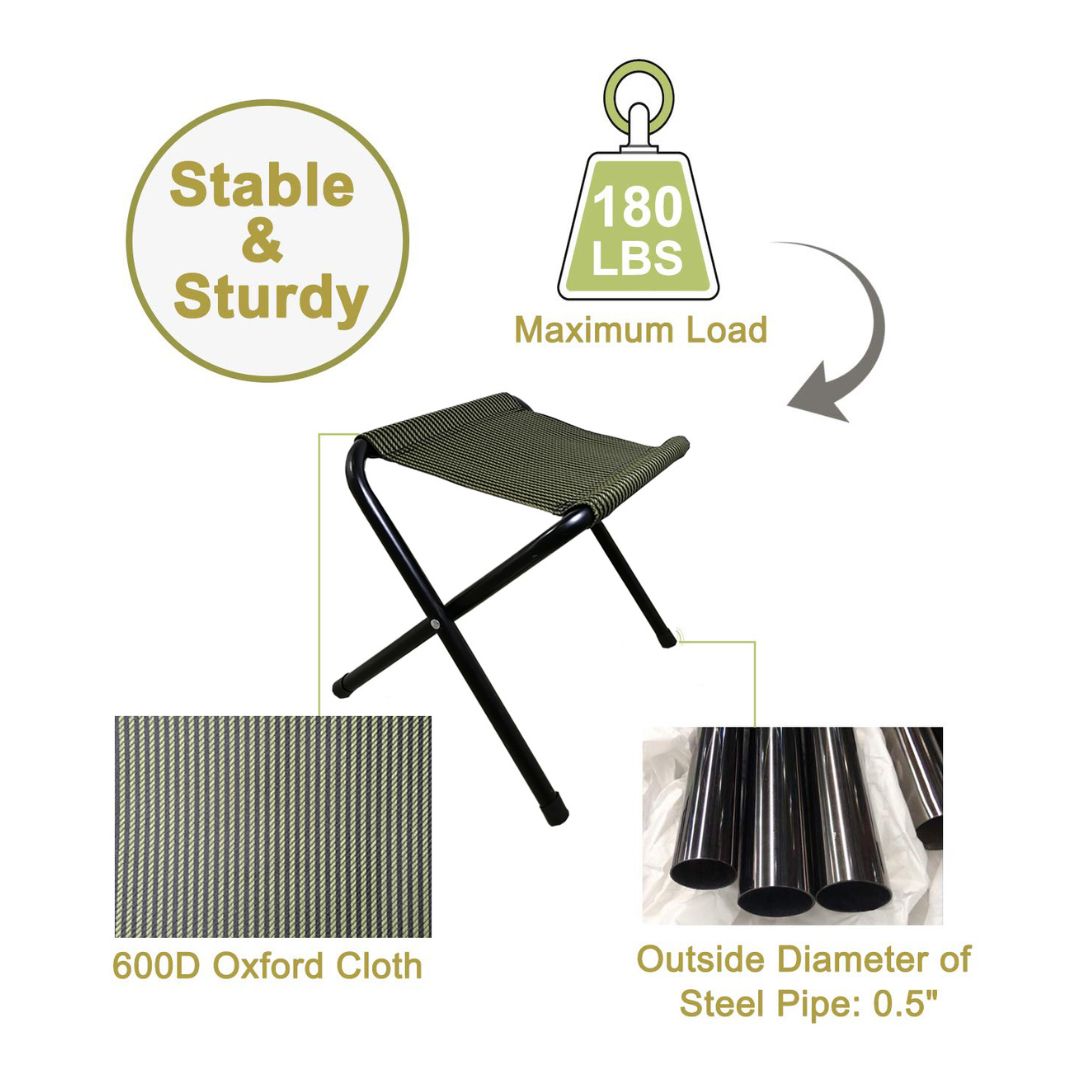 Portable Folding Camping Stool – Lightweight Outdoor Travel Chair with Strong Metal Frame & Durable Fabric Seat for Hiking, Fishing & Garden Use