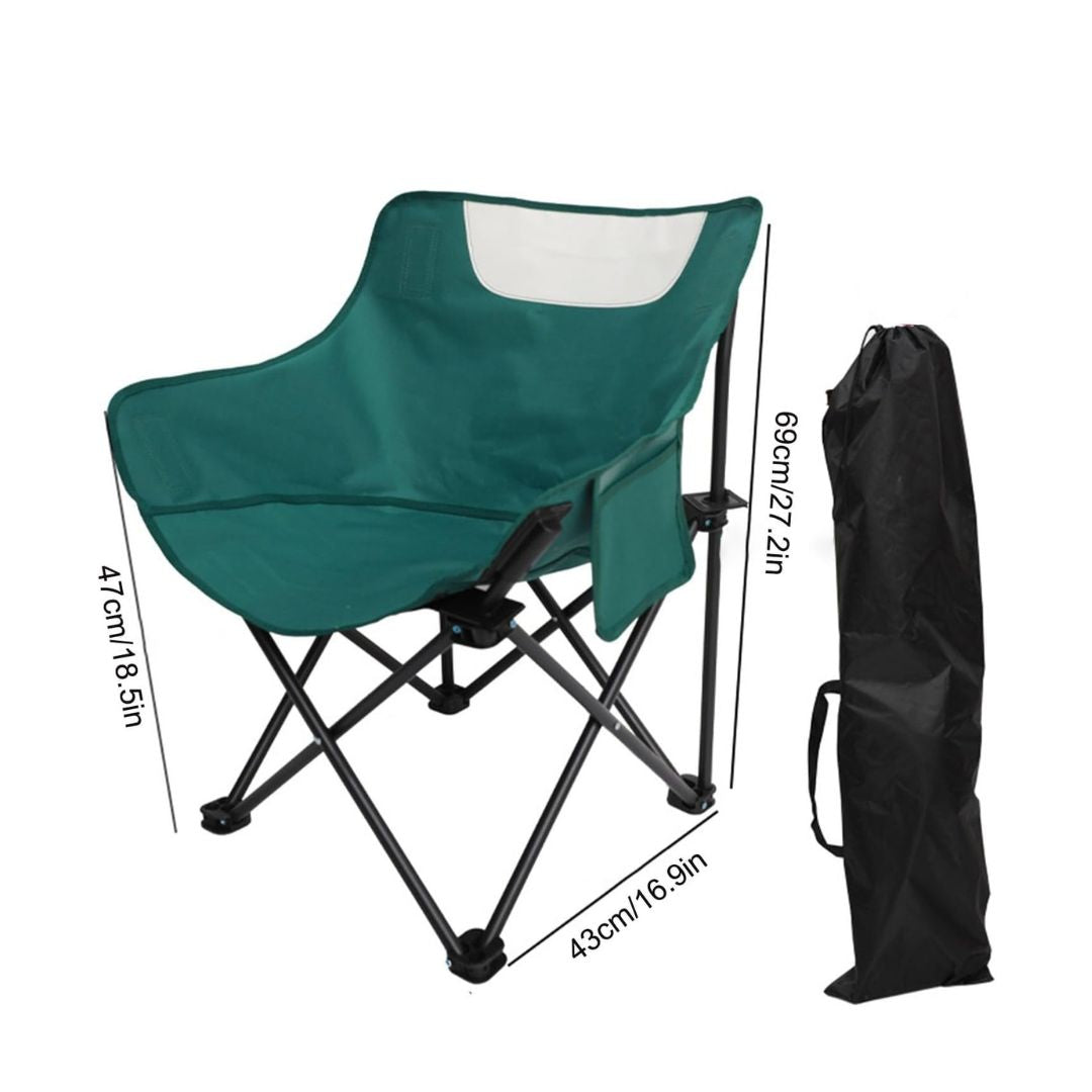 Portable Folding Camping Chair with Armrest & Storage Pocket – Lightweight Outdoor Chair for Camping, Fishing, Hiking & Beach