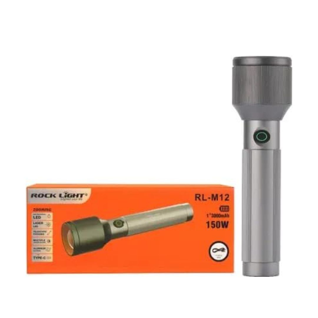 LED Torch Aluminium Body Torch Light (RL-M12 )(Type-C Rechargeable)