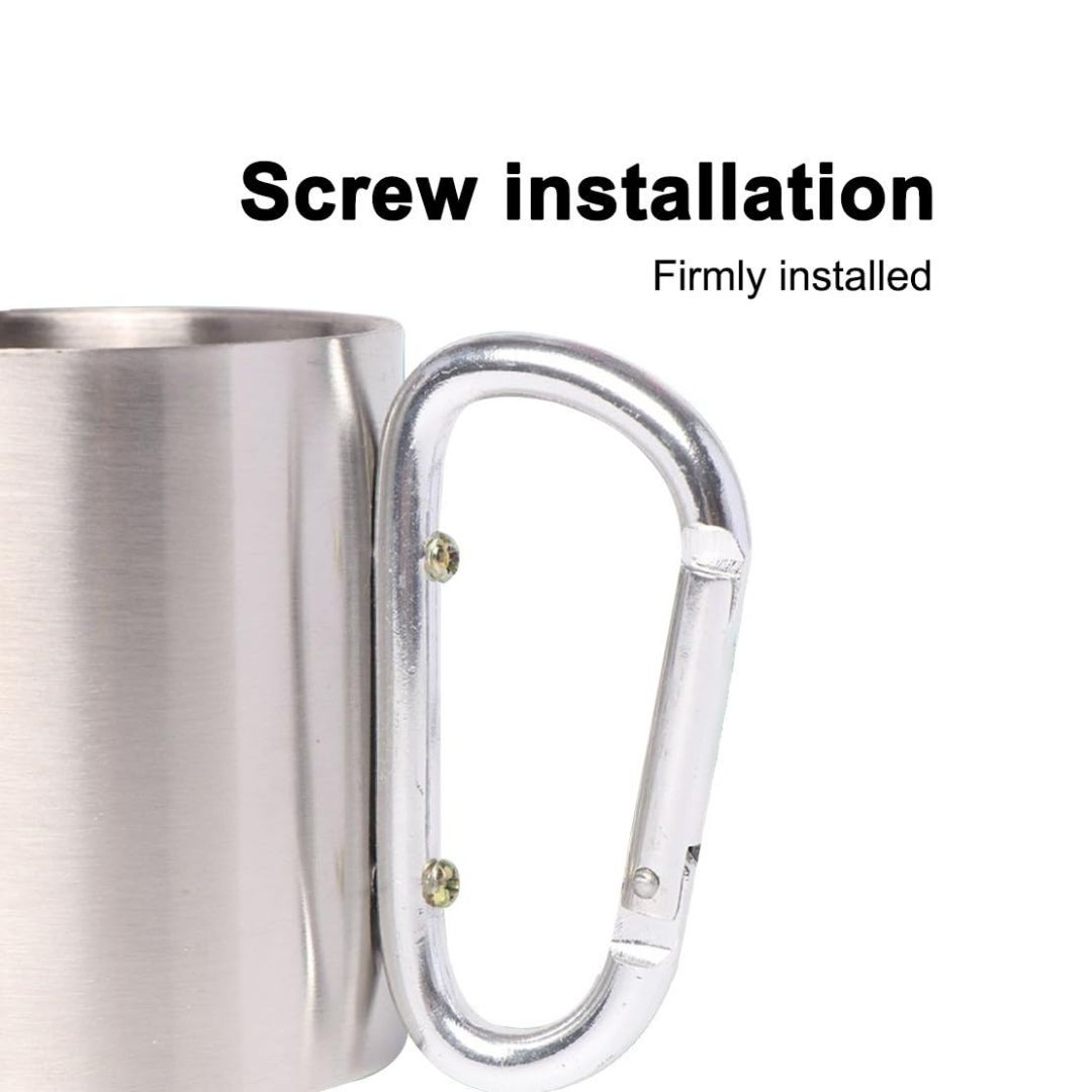 Carabiner Mug Stainless Steel Drinking Cup for Camping Hiking Backpacking (180 ml/6 oz)