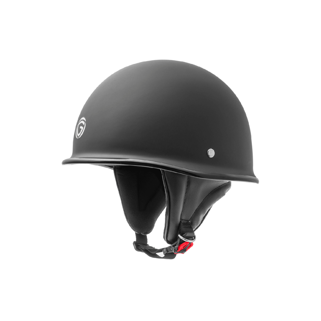 ADVENTURE HUT Half Face Open Helmet – Lightweight Motorbike Cruiser Helmet with Chin Strap (New German)