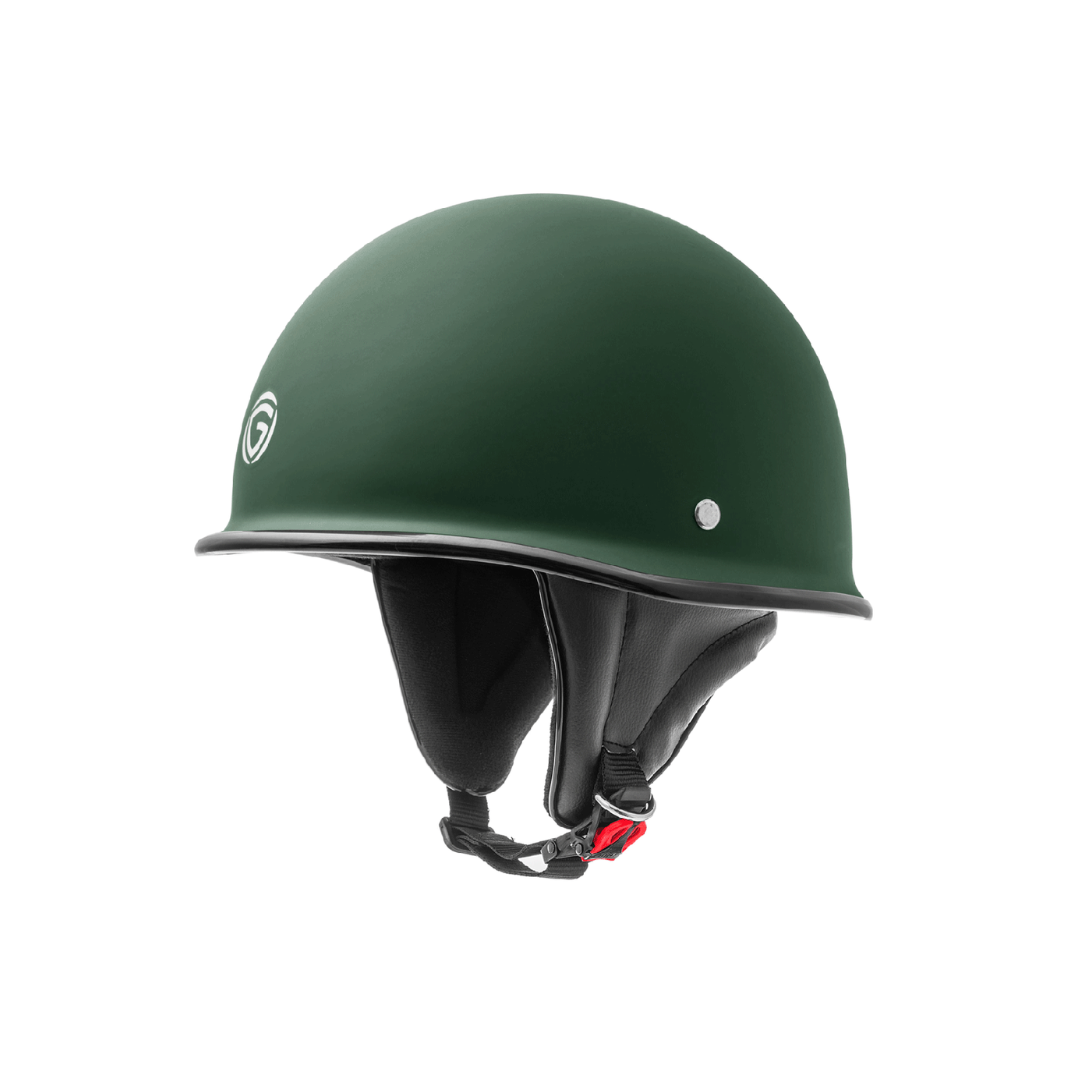 ADVENTURE HUT Half Face Open Helmet – Lightweight Motorbike Cruiser Helmet with Chin Strap (New German)