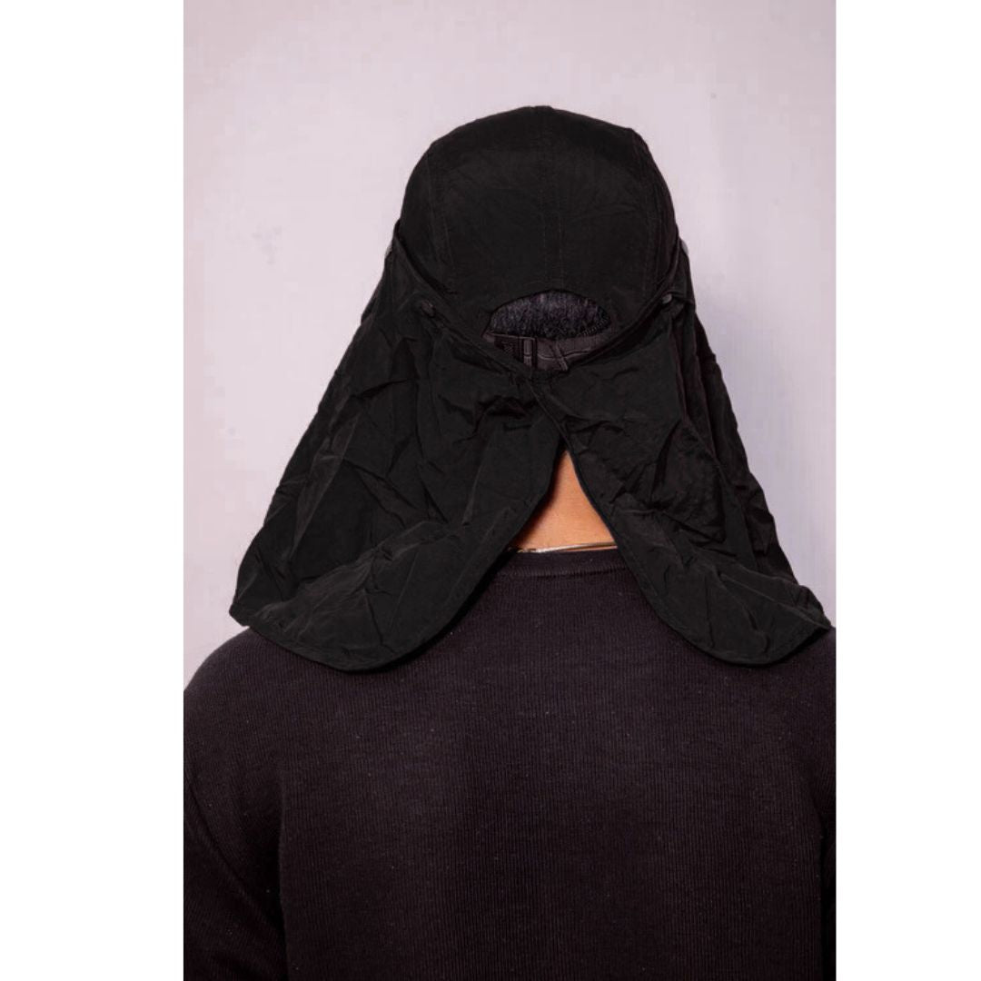 Outdoor UV Convertible Cap | Convertible Face & Neck Cover (Black) - The Adventure Hut