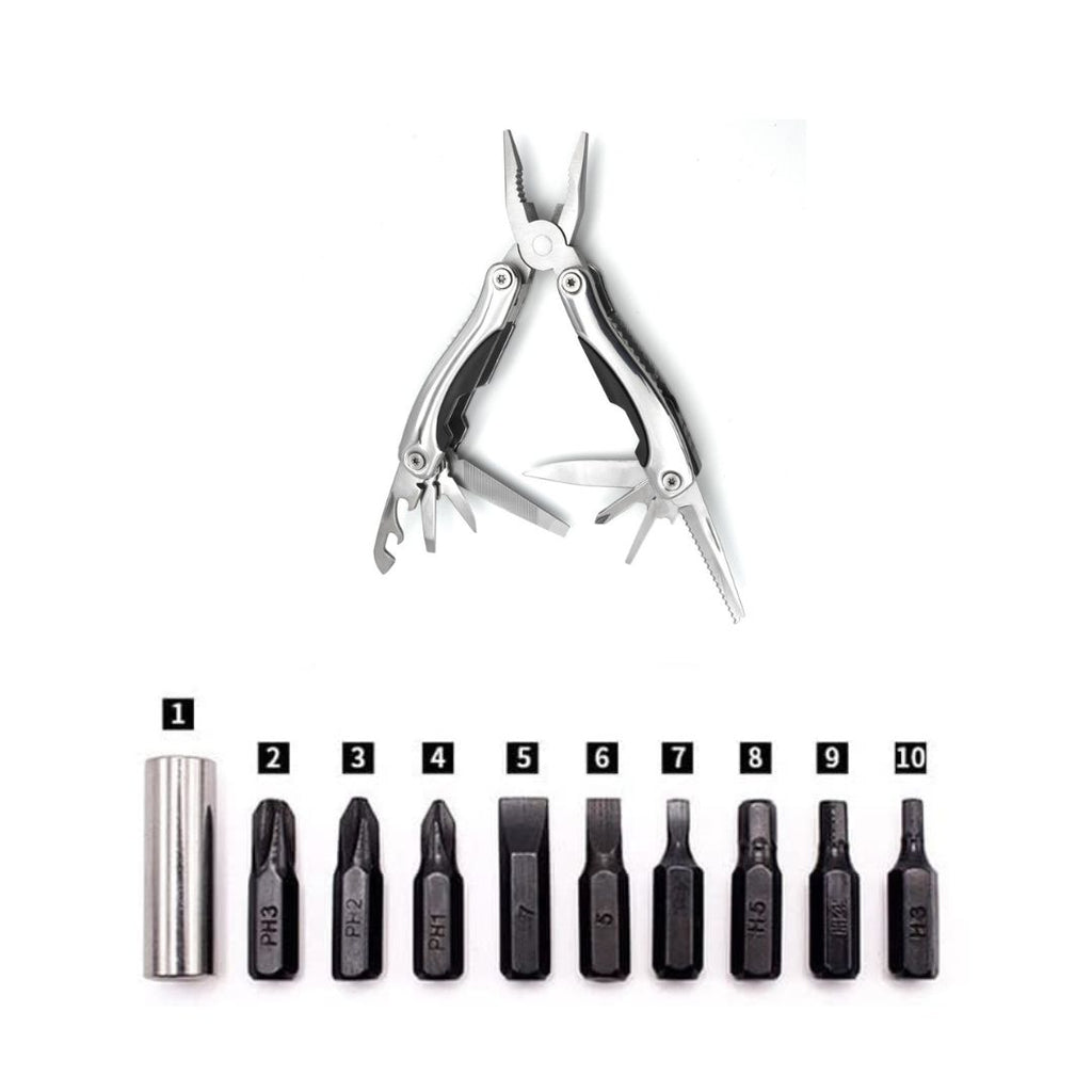 Adventure Hut Traveller 12-in-1 Stainless Steel Multi-Tool with Screwdriver Bit Set (MT609ID-8G)