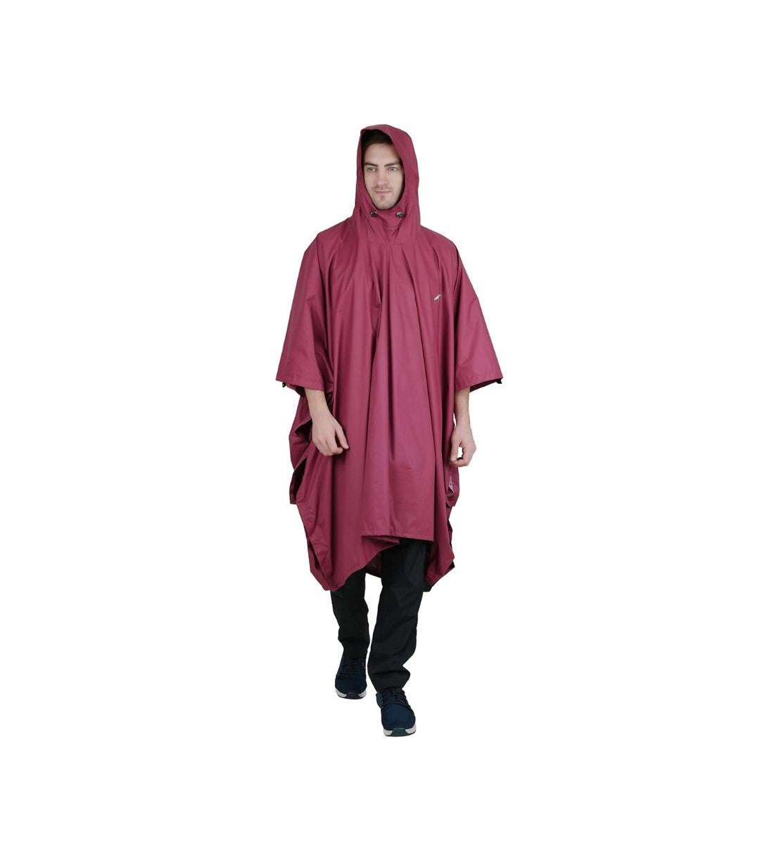 Poncho for Outdoor Rain Waterproof, Lightweight, Reusable & Packable (Maroon) - The Adventure Hut