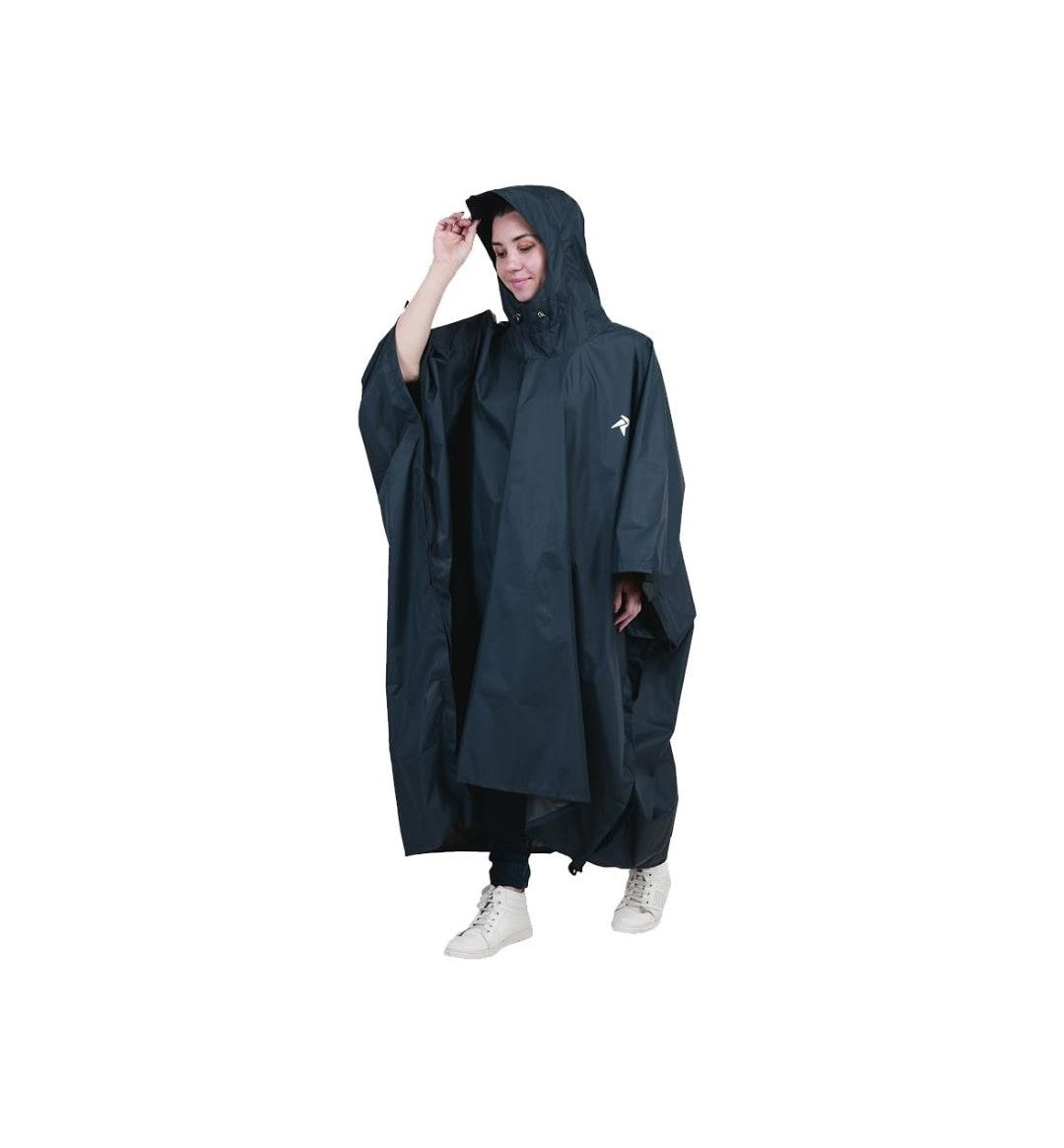 Poncho for Outdoor Rain Waterproof, Lightweight, Reusable & Packable (Navy) - The Adventure Hut