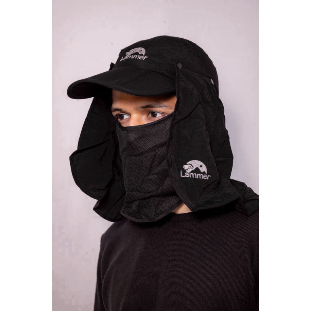 Outdoor UV Convertible Cap | Convertible Face & Neck Cover (Black) - The Adventure Hut