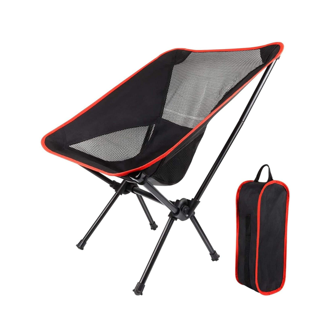 Portable Camping Chair (BLACK METAL POLE ) (M) – Lightweight, Foldable, Compact with Carry Bag – Outdoor Travel, Hiking, Fishing, Picnic Seat