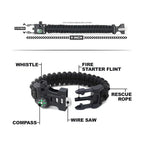 Paracord Bracelet with Compass, Whistle & Fire Starter – Black | The Adventure Hut