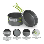 Camping Cookware, 2-3 People Multifunctional Portable Cooking Set