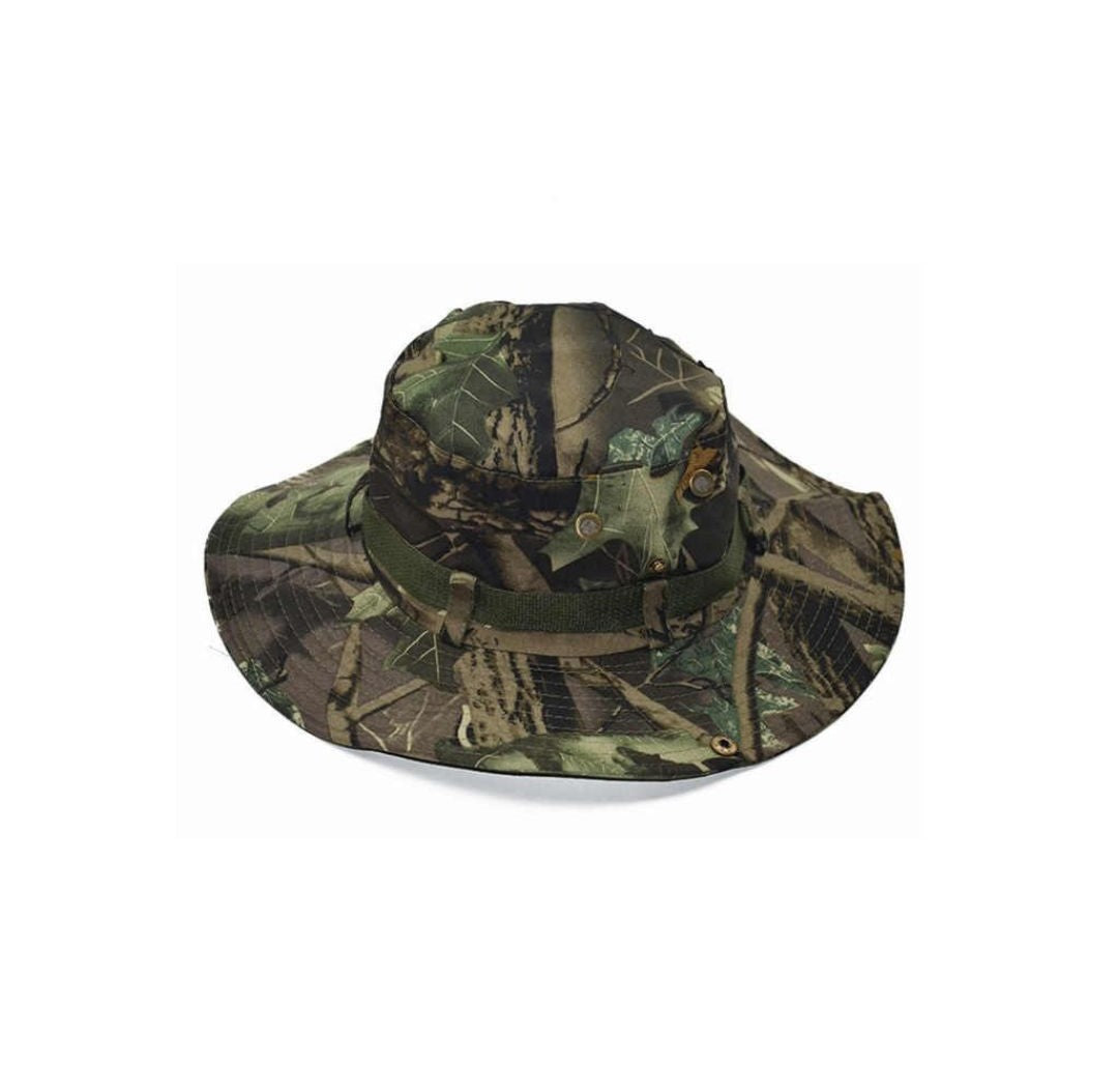 Camouflage Summer Outdoor Boonie Hunting Fishing Safari Bucket Sun Hat with Adjustable Strap (Jungle Camo Camo)