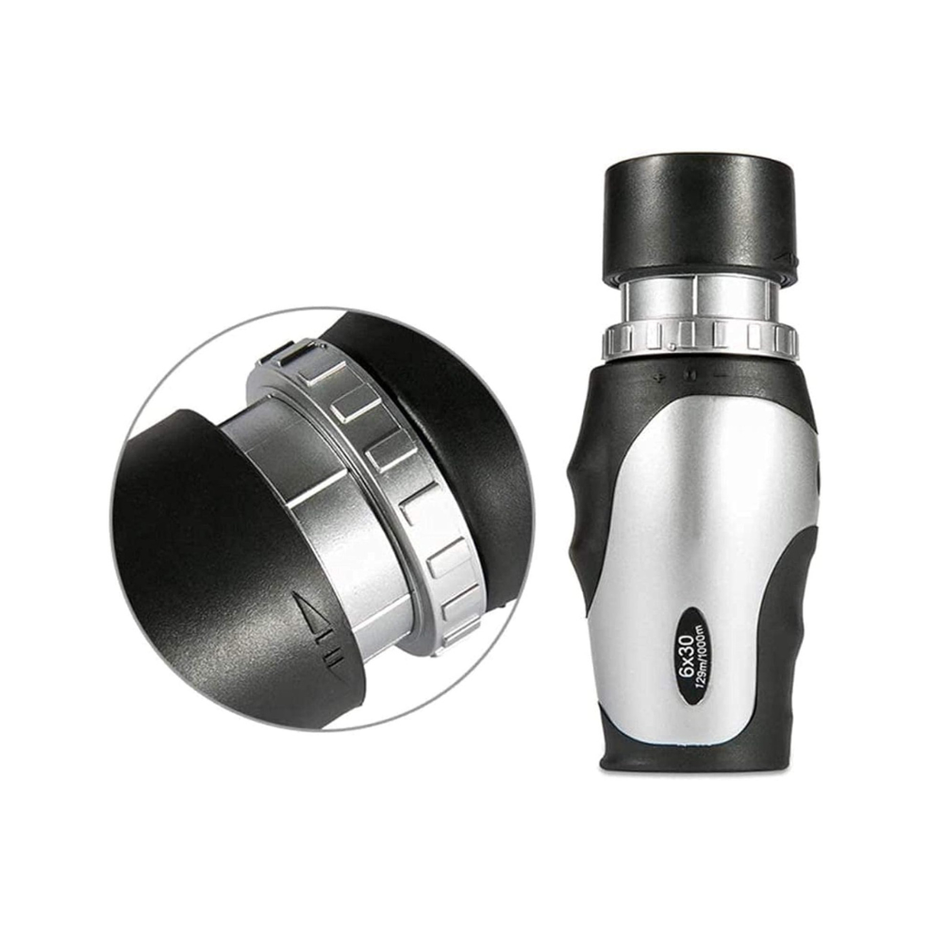 6X30 Portable Monocular Telescope Compact Waterproof Monocular for Bird Watching (Silver)