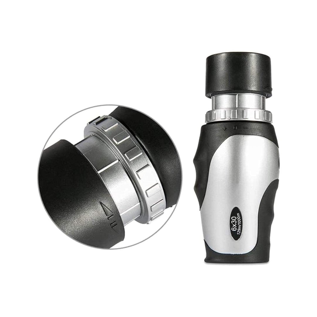 6X30 Portable Monocular Telescope Compact Waterproof Monocular for Bird Watching (Silver)