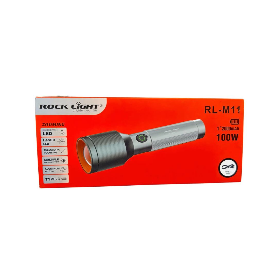 Heavy-Duty LED Flashlight – Long Range Rechargeable Torch for Outdoor & Emergency Use (RL-M11)