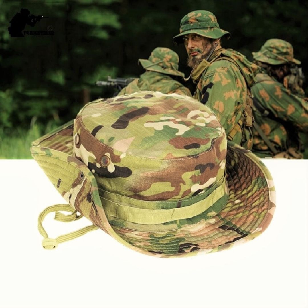 Camo Boonie Bucket Hat,Camouflage Cotton Fishing Sun Hat Outdoor Hunting Hat for Child Men and Women