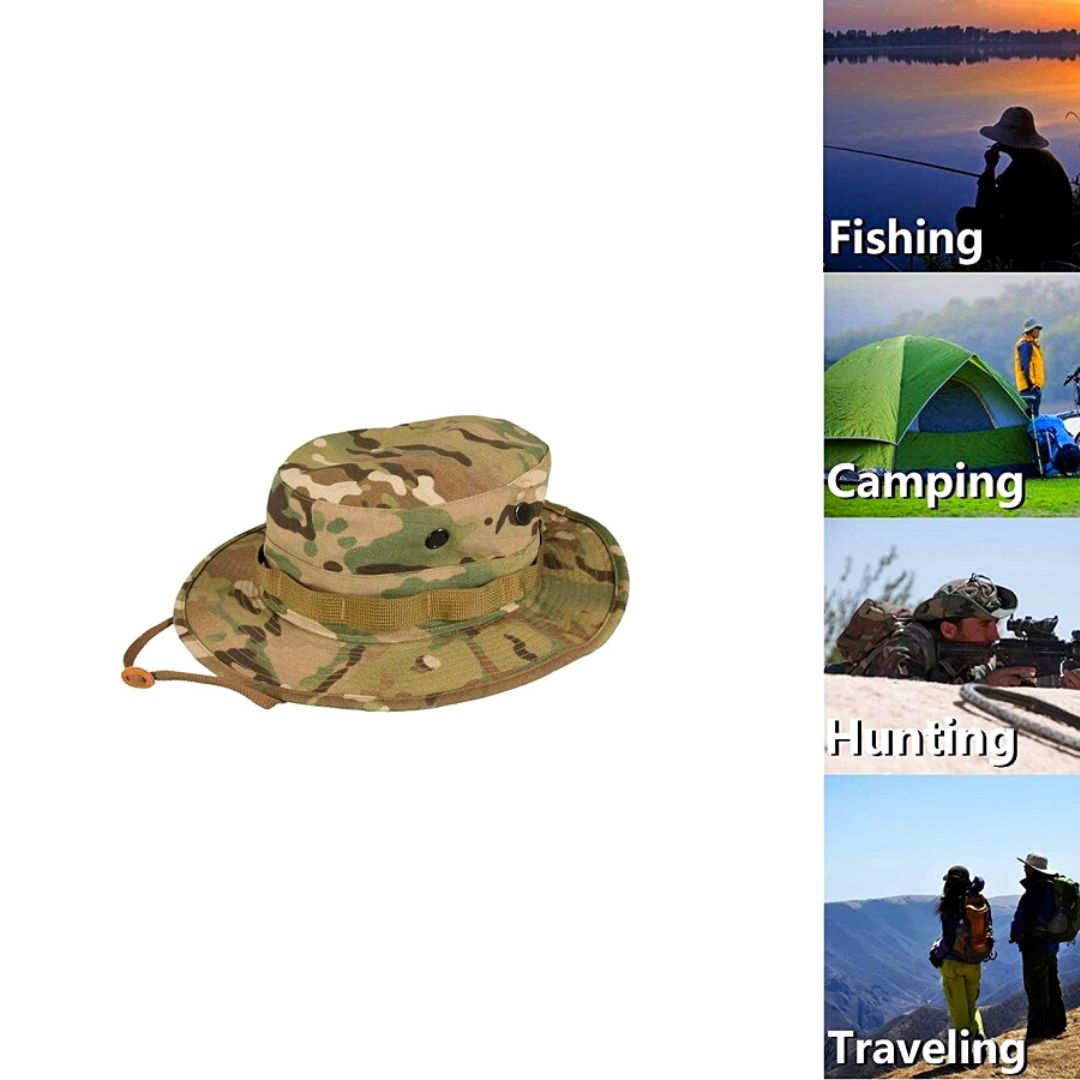 Camo Boonie Bucket Hat,Camouflage Cotton Fishing Sun Hat Outdoor Hunting Hat for Child Men and Women