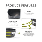Camping Cookware Set Non-Stick Heat Resistant Outdoor Cooking Set 4 Pot Bowl (COMPSOR-203) - The Adventure Hut