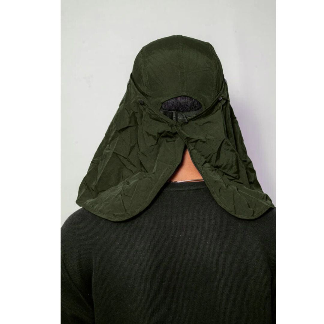 Outdoor UV Convertible Cap | Convertible Face & Neck Cover (Green) - The Adventure Hut