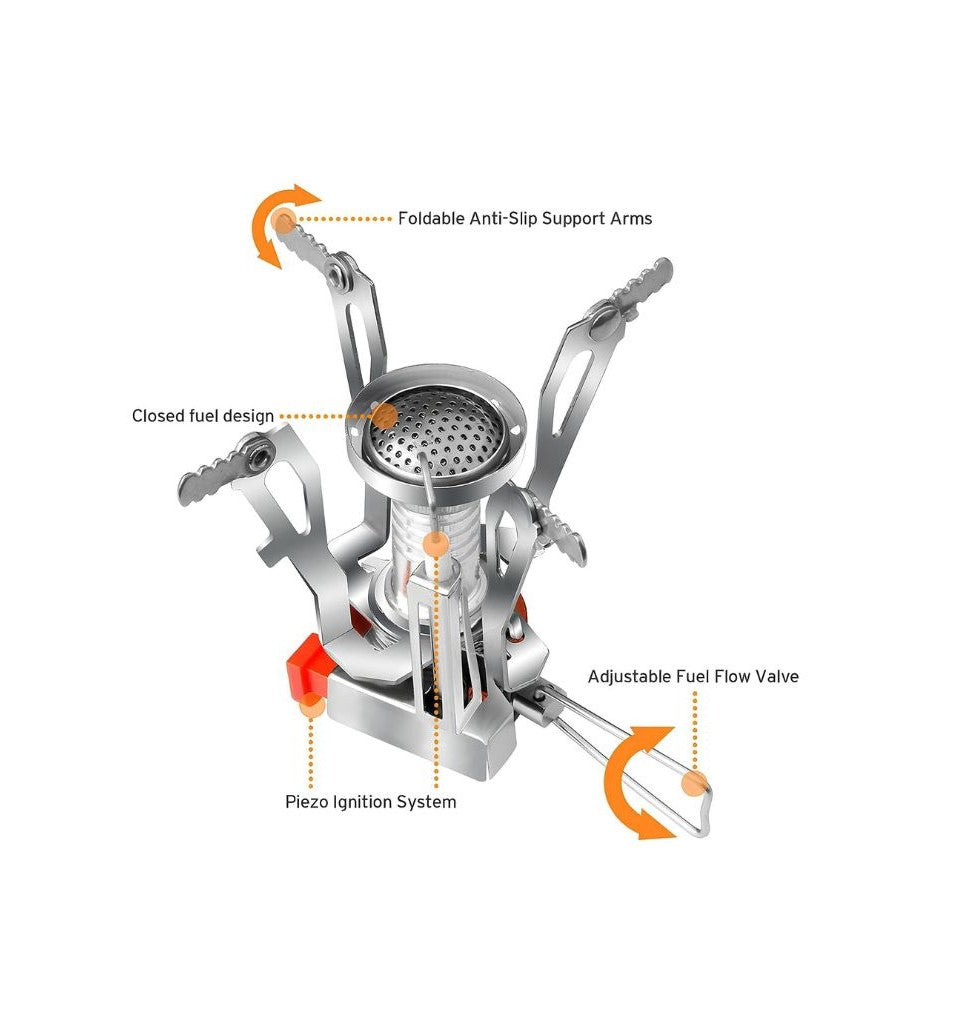 Portable Foldable Mini Gas Stove for Outdoor Camping, Hiking, Backpacking and Picnics - Compact, Lightweight and Portable (Pack of 1) - The Adventure Hut
