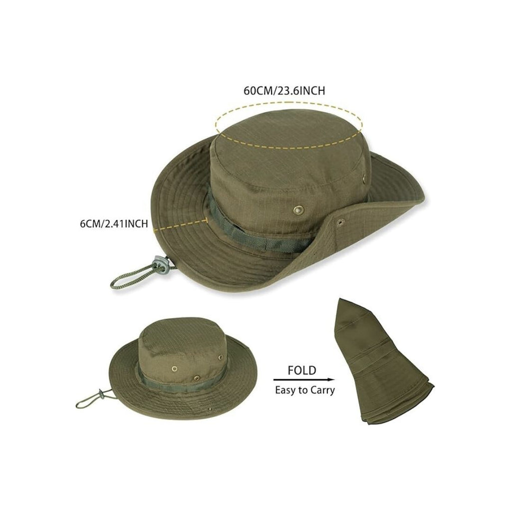Summer Outdoor Boonie Hunting Fishing Safari Bucket Sun Hat with Adjustable Strap (Green) - The Adventure Hut