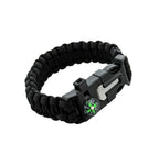 Survival Paracord Whistle Hiking Compass Camping Fire Starter Kit Bracelet (Black) - The Adventure Hut